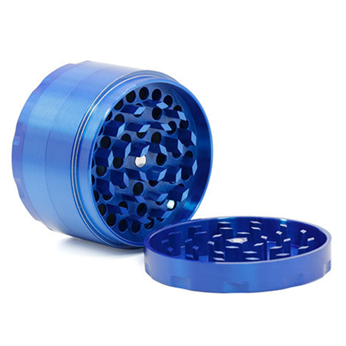 63MM Zinc Alloy Four-Layer Chamfered Weed Grinder-Blue