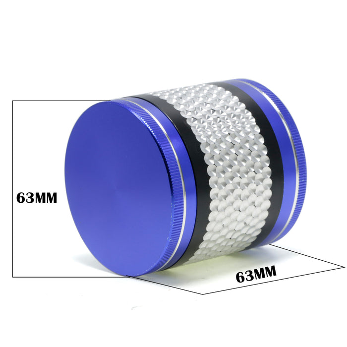 63MM Zinc Alloy Four-Layer Color Matching Weed Grinder | Blue Color
