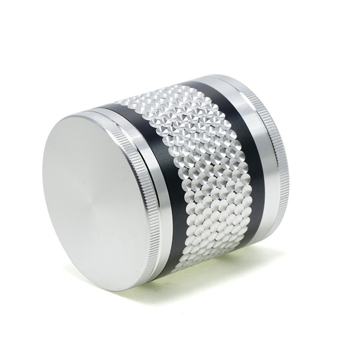 63MM Zinc Alloy Four-Layer Color Matching Weed Grinder | Silver Color