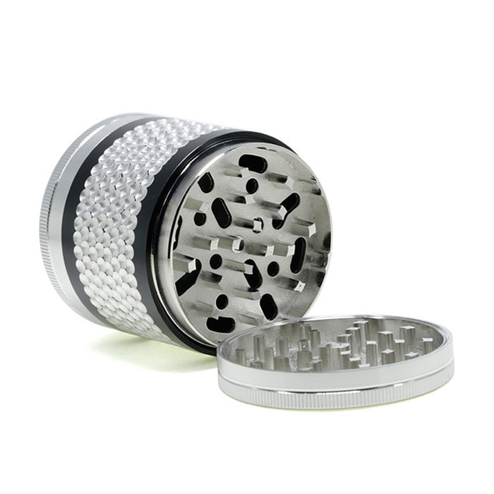 63MM Zinc Alloy Four-Layer Color Matching Weed Grinder | Silver Color