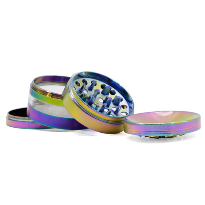 63MM Zinc Alloy Four-Layer Colorful Concave Transparent Window Ice Blue Herb Grinder