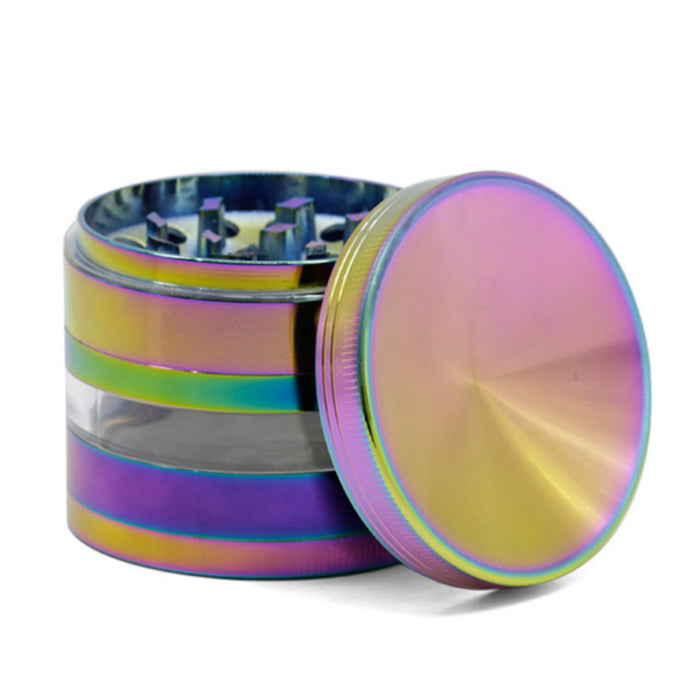 63MM Zinc Alloy Four-Layer Colorful Concave Transparent Window Ice Blue Herb Grinder