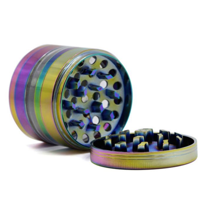 63MM Zinc Alloy Four-Layer Colorful Concave Transparent Window Ice Blue Herb Grinder
