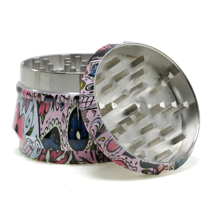 63MM Zinc Alloy Four-Layer Customizable Pattern Drum Chamfering Smoke Grinder