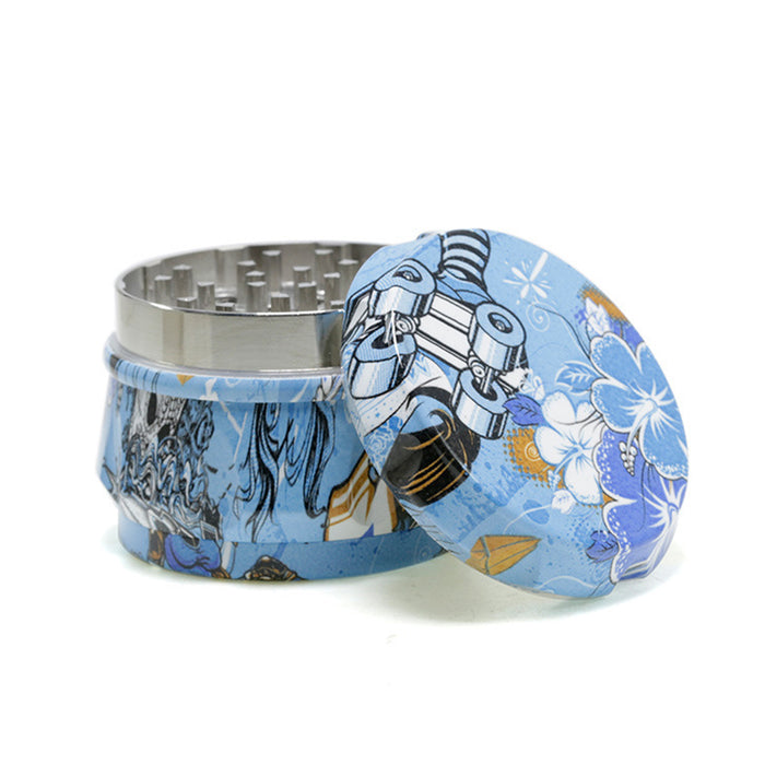 63MM Zinc Alloy Four-Layer Customizable Pattern Drum Chamfering Smoke Grinder