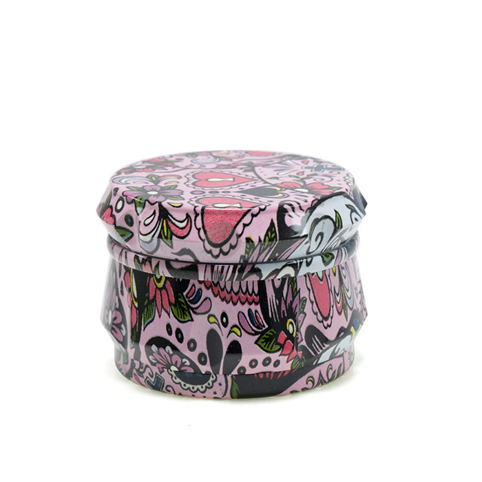 63MM Zinc Alloy Four-Layer Customizable Pattern Drum Chamfering Smoke Grinder