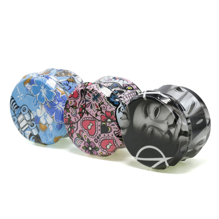 63MM Zinc Alloy Four-Layer Customizable Pattern Drum Chamfering Smoke Grinder