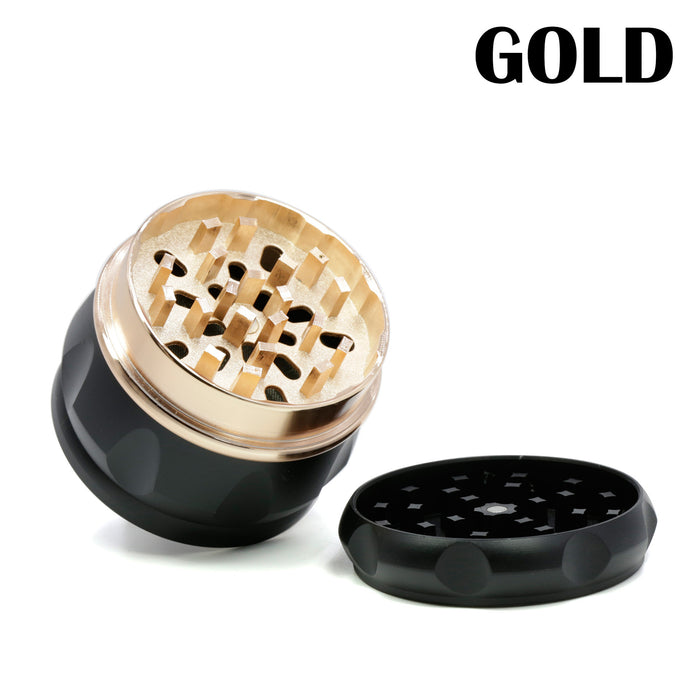63MM Zinc Alloy Four-Layer Drum Grid Cover Herb Grinder-Gold