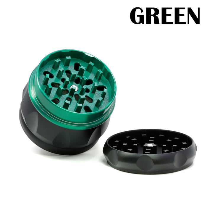 63MM Zinc Alloy Four-Layer Drum Grid Cover Herb Grinder-Green