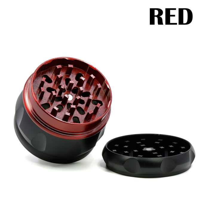 63MM Zinc Alloy Four-Layer Drum Grid Cover Herb Grinder-Red