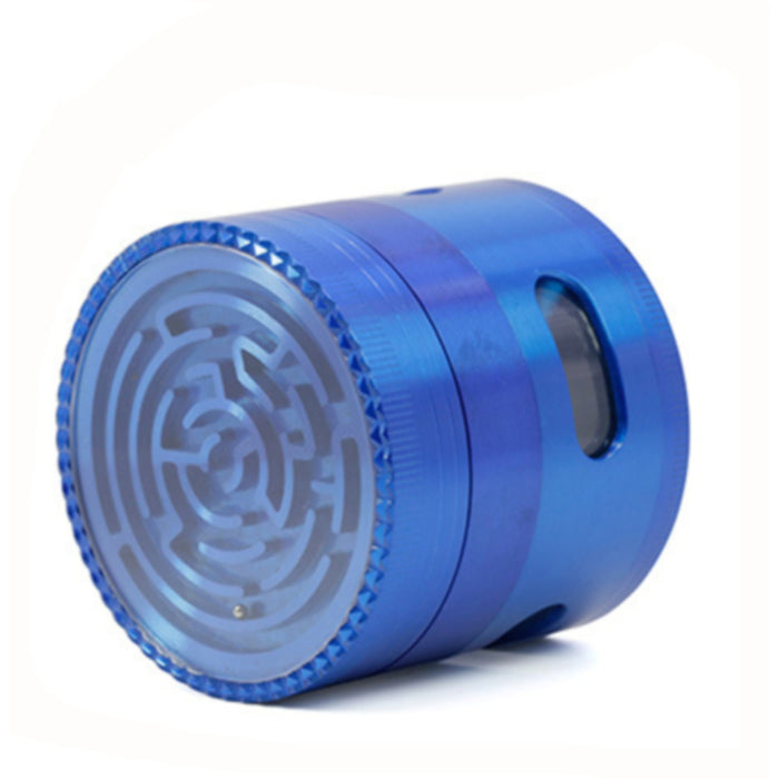 63MM Zinc Alloy Four-Layer Labyrinth Side Window Herb Grinder-Blue