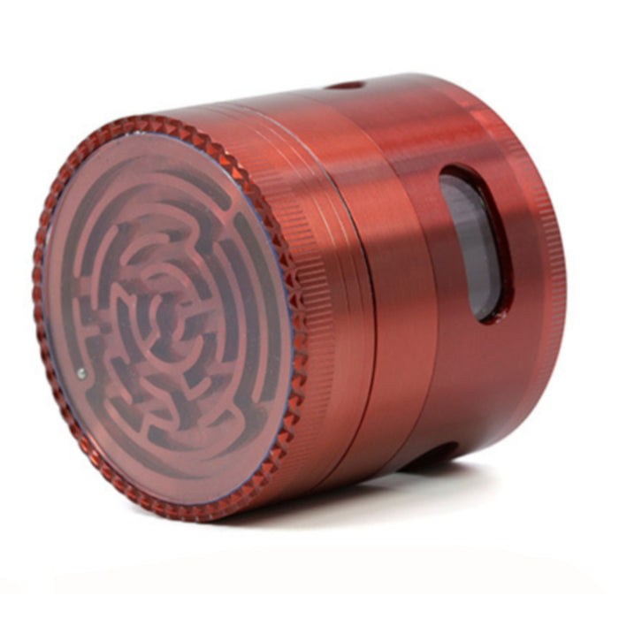 63MM Zinc Alloy Four-Layer Labyrinth Side Window Herb Grinder-Red