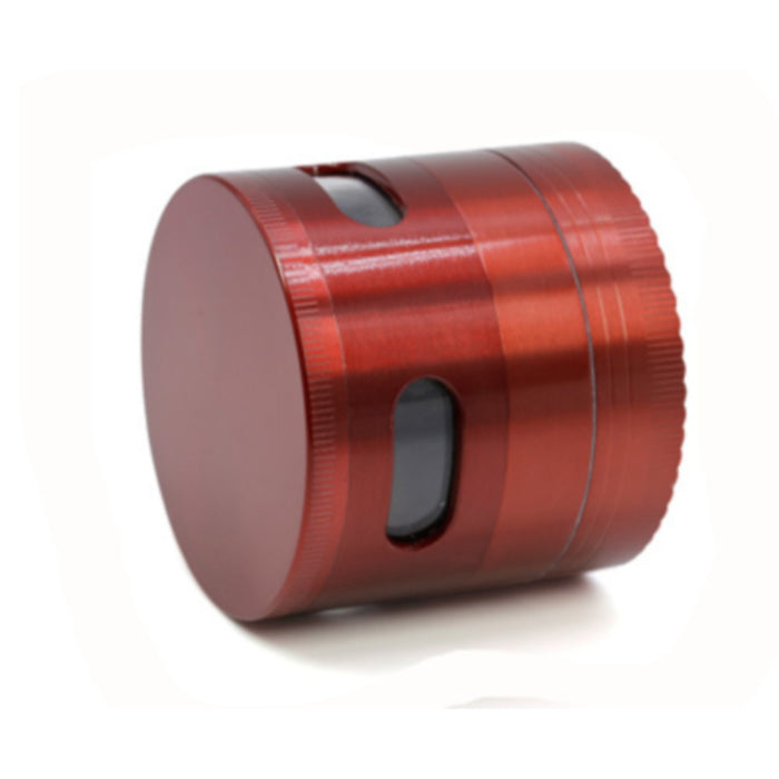 63MM Zinc Alloy Four-Layer Labyrinth Side Window Herb Grinder-Red