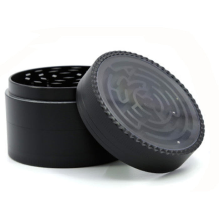 63MM Zinc Alloy Four-Layer Labyrinth Smoke Grinder-Black
