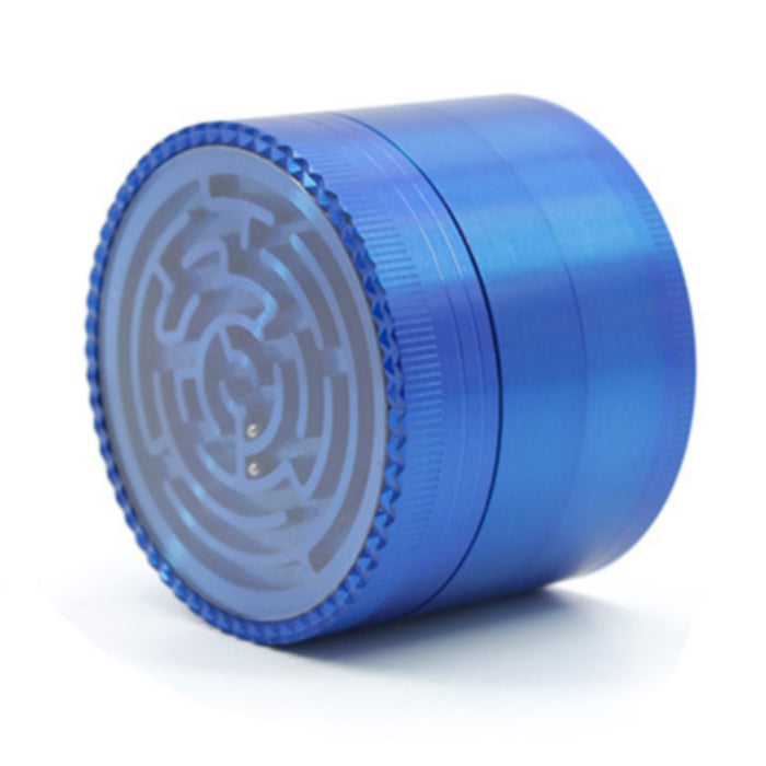 63MM Zinc Alloy Four-Layer Labyrinth Smoke Grinder-Blue