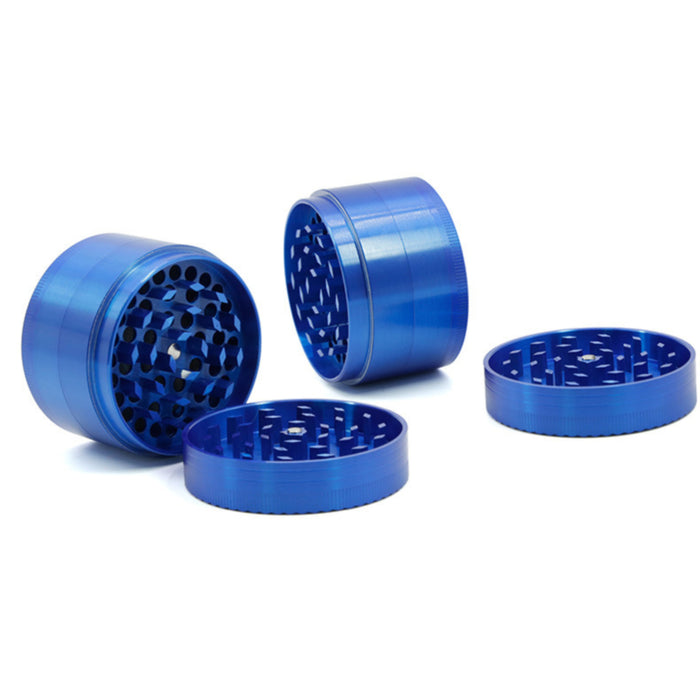 63MM Zinc Alloy Four-Layer Labyrinth Smoke Grinder-Blue