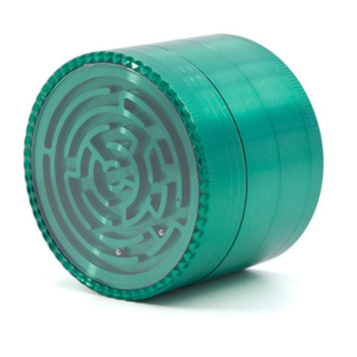 63MM Zinc Alloy Four-Layer Labyrinth Smoke Grinder-Green