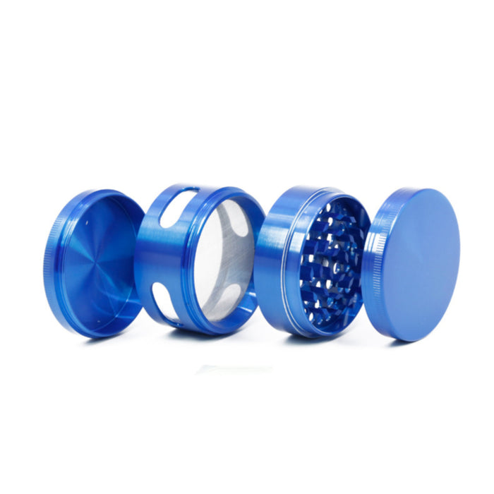 63MM Zinc Alloy Four-Layer Side Window Herb Grinder-Blue