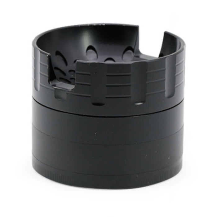 63MM Zinc Alloy Four-Layer Sound Shape Concave Design Herb Grinder-Black