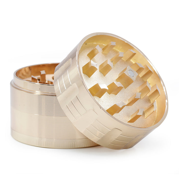 63MM Zinc Alloy Four-Layer Sound Shape Concave Design Herb Grinder-Rose-Gold