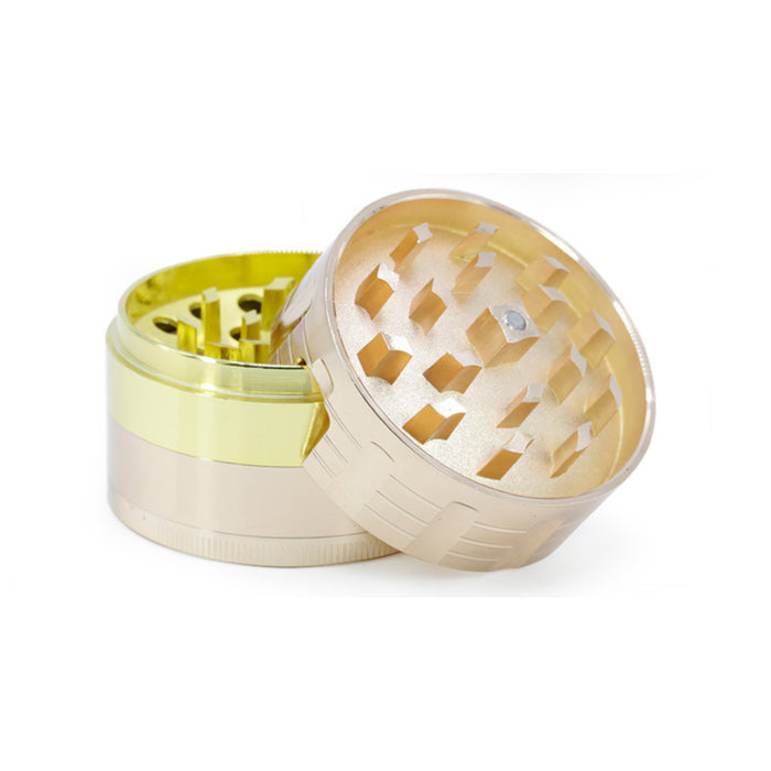 63MM Zinc Alloy Four-Layer Sound Shape Concave Design Herb Grinder-Rose-Gold