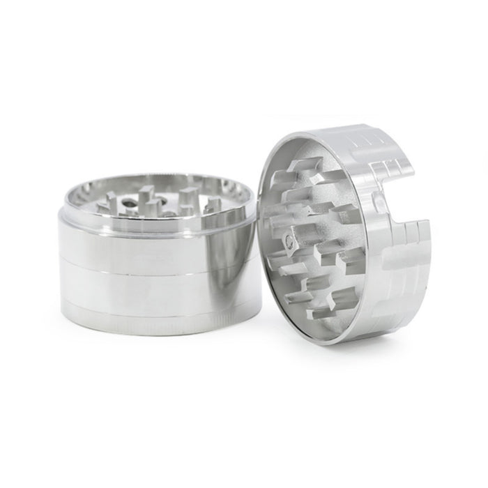 63MM Zinc Alloy Four-Layer Sound Shape Concave Design Herb Grinder-Silver