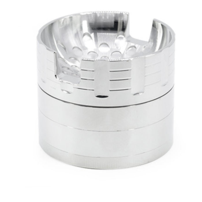 63MM Zinc Alloy Four-Layer Sound Shape Concave Design Herb Grinder-Silver