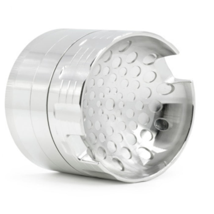 63MM Zinc Alloy Four-Layer Sound Shape Concave Design Herb Grinder-Silver