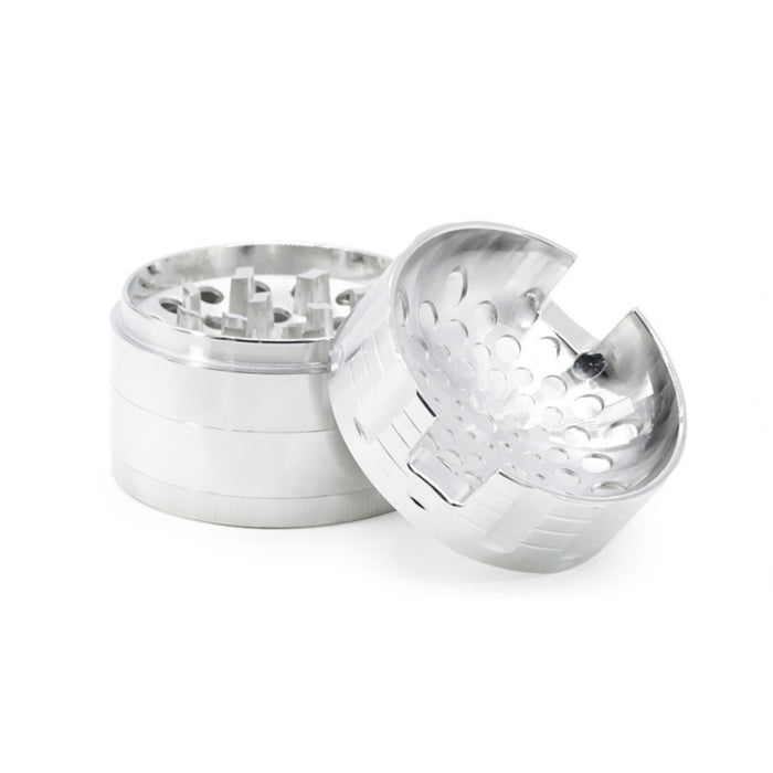 63MM Zinc Alloy Four-Layer Sound Shape Concave Design Herb Grinder-Silver