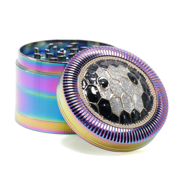 63MM Zinc Alloy Four Layers With Drill Color Tortoise Shell Metal Smoke Grinder