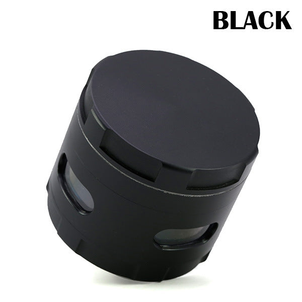 63MM Zinc Alloy New Special Strip Chamfered Side Window Herb Grinder-Black