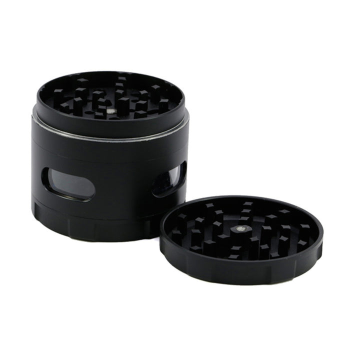 63MM Zinc Alloy New Special Strip Chamfered Side Window Herb Grinder-Black