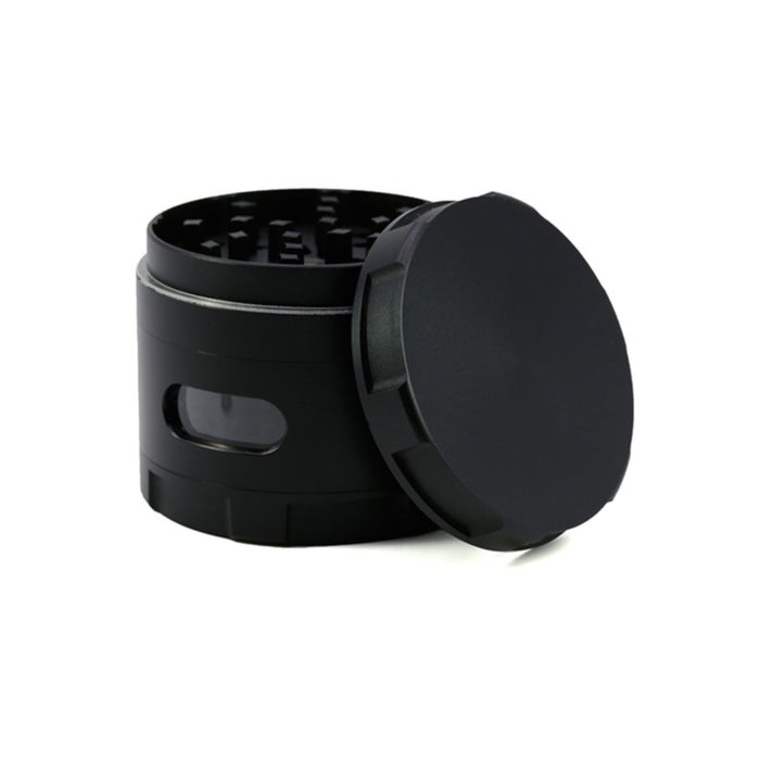 63MM Zinc Alloy New Special Strip Chamfered Side Window Herb Grinder-Black