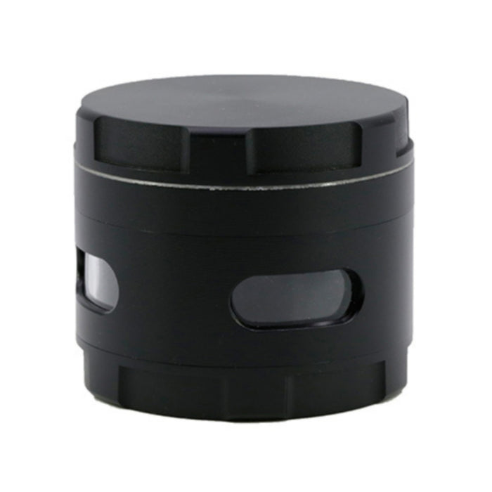 63MM Zinc Alloy New Special Strip Chamfered Side Window Herb Grinder-Black