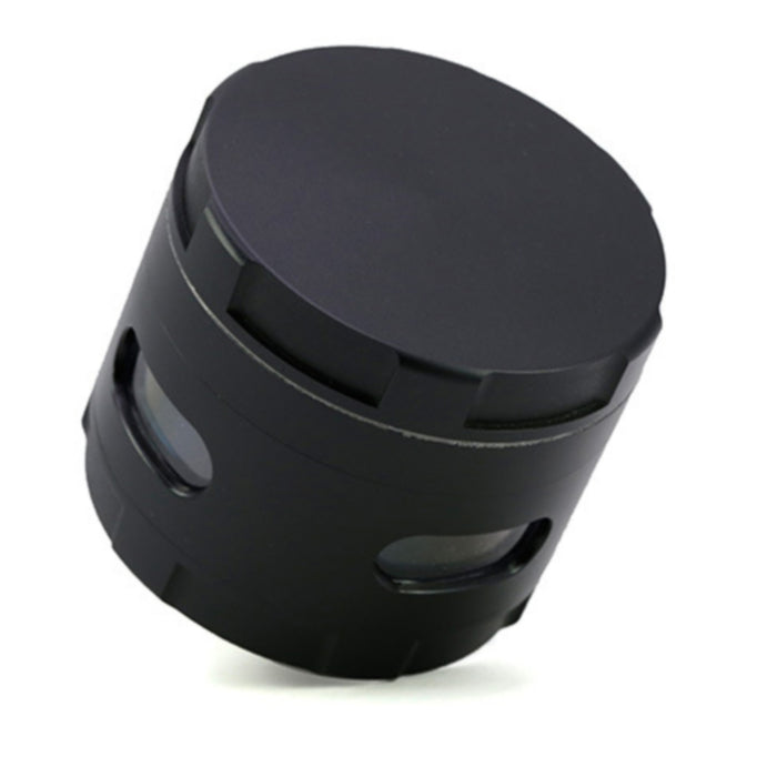 63MM Zinc Alloy New Special Strip Chamfered Side Window Herb Grinder-Black