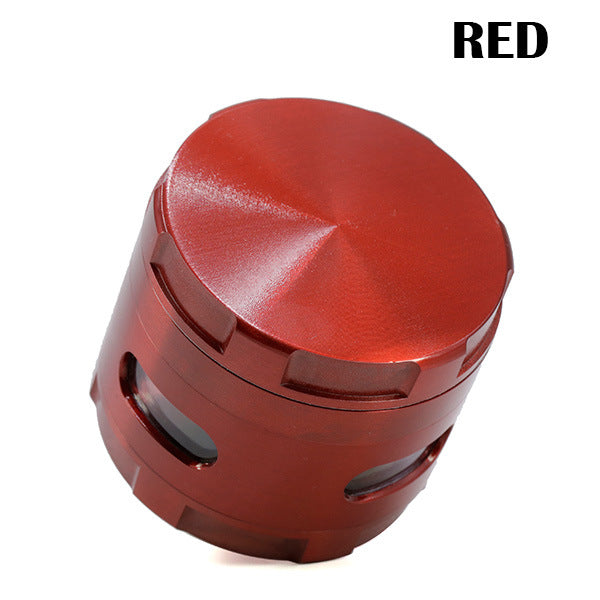 63MM Zinc Alloy New Special Strip Chamfered Side Window Herb Grinder-Red