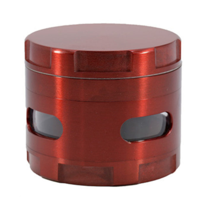 63MM Zinc Alloy New Special Strip Chamfered Side Window Herb Grinder-Red