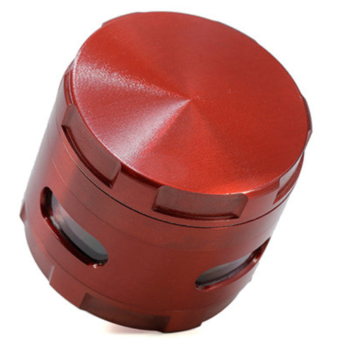 63MM Zinc Alloy New Special Strip Chamfered Side Window Herb Grinder-Red