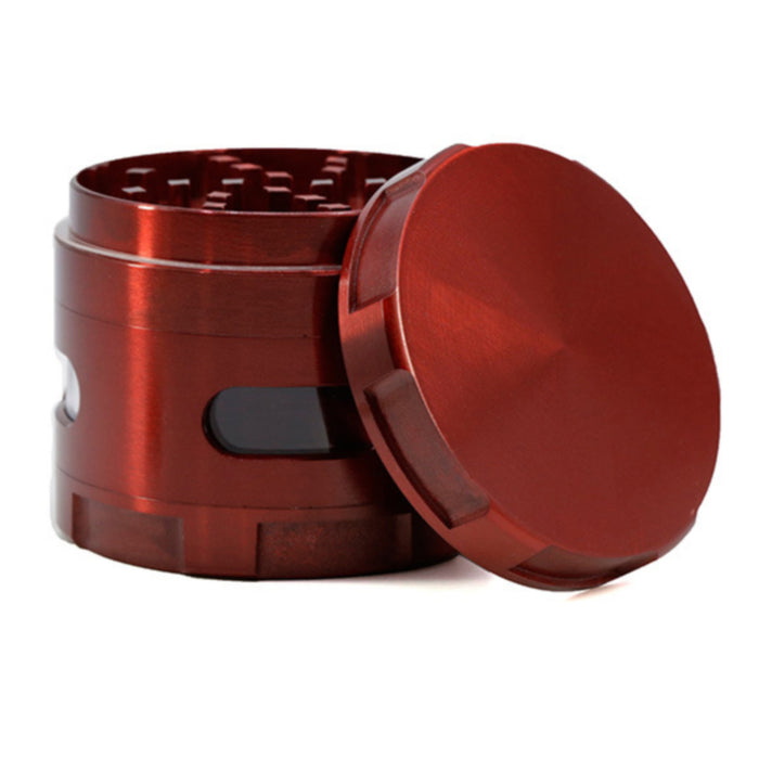 63MM Zinc Alloy New Special Strip Chamfered Side Window Herb Grinder-Red