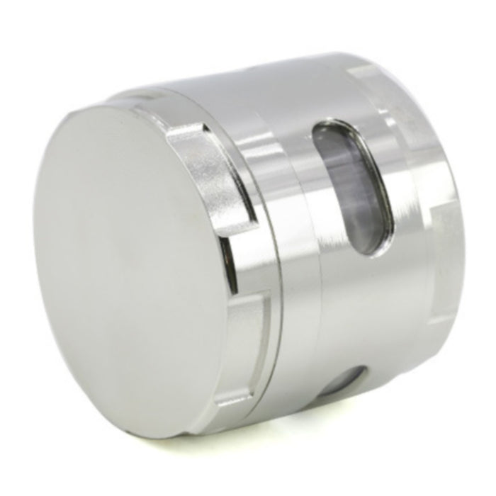 63MM Zinc Alloy New Special Strip Chamfered Side Window Herb Grinder-Silver