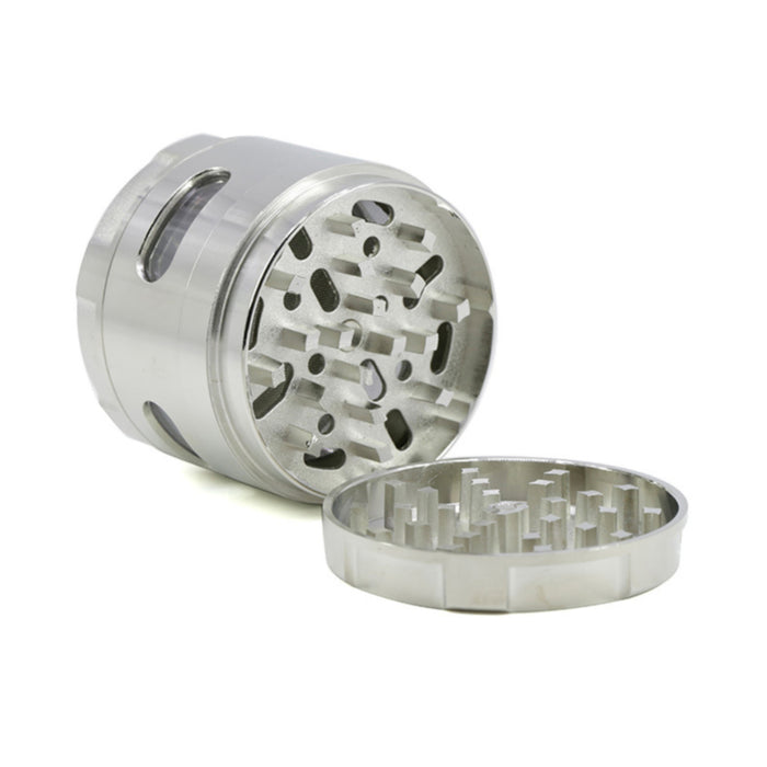 63MM Zinc Alloy New Special Strip Chamfered Side Window Herb Grinder-Silver