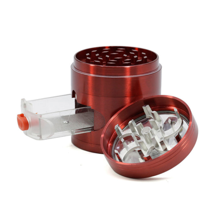 63MM Zinc Alloy With Drawer Hand-Crank Color Transparent Window Rocker Herb Grinder-Red