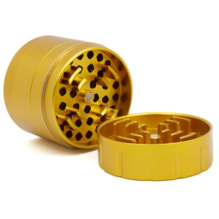 63MM Aluminum Alloy Signal Type Tooth Upper Cover Weed Grinder-Gold Color