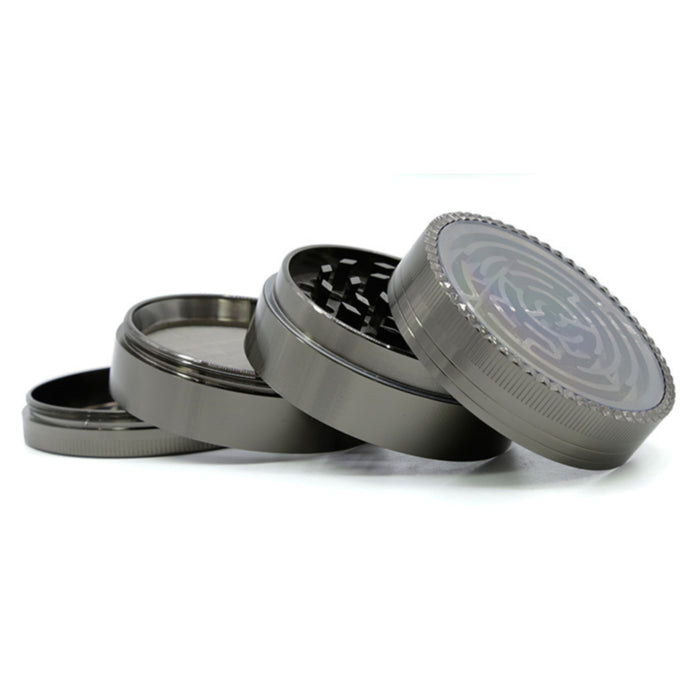 63MM Zinc Alloy Four-Layer Labyrinth Smoke Grinder-Gun black
