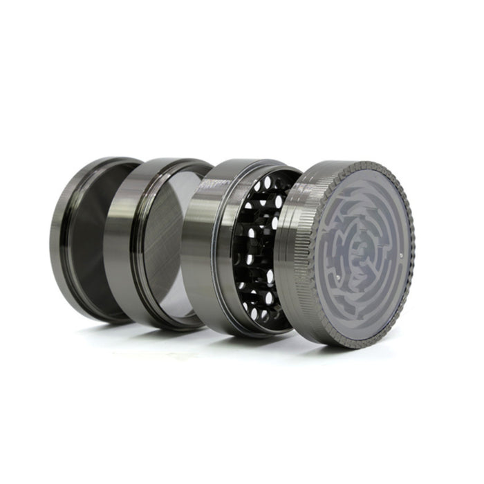 63MM Zinc Alloy Four-Layer Labyrinth Smoke Grinder-Gun black