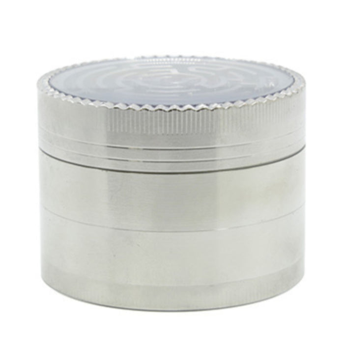 63MM Zinc Alloy Four-Layer Labyrinth Smoke Grinder-Silver