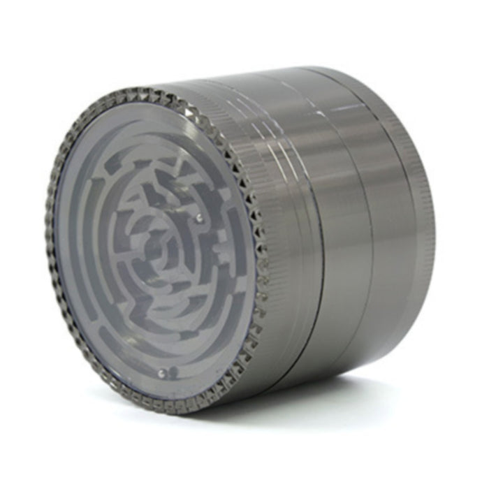 63MM Zinc Alloy Four-Layer Labyrinth Smoke Grinder-Gun black