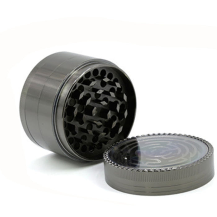 63MM Zinc Alloy Four-Layer Labyrinth Smoke Grinder-Gun black