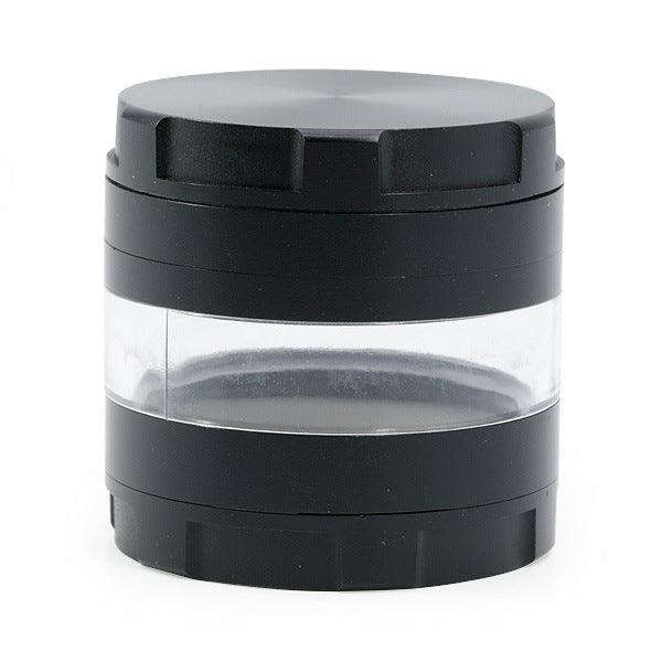 63MM 4 Piece Round Chamfer Transparent Window Zinc Alloy  Grinder-Black