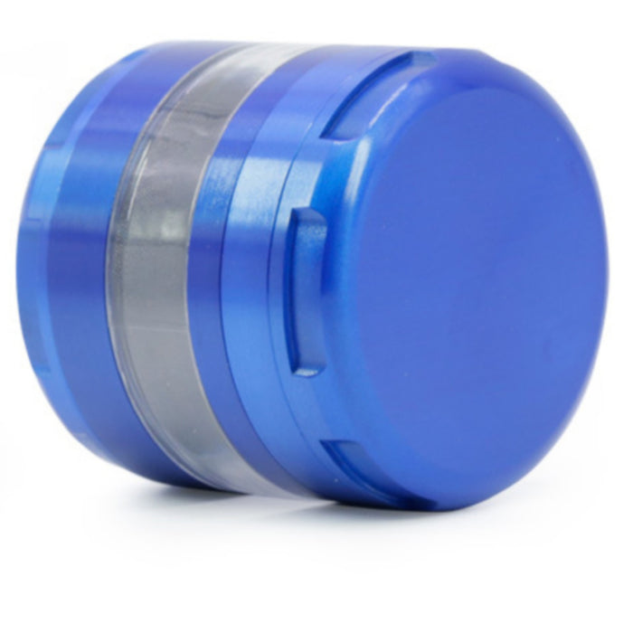 63MM 4 Piece Round Chamfer Transparent Window Zinc Alloy  Grinder-Blue